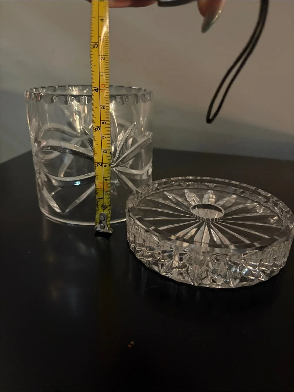 Cut Glass Crystal Candle Holder with Base
